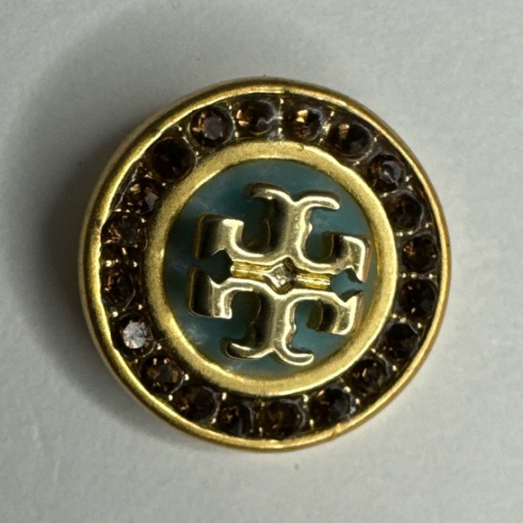 Tory Burch New Kira 18K Gold-Plated Pave Crystals Enamel Circle Stud Earrings - Picture 4 of 12